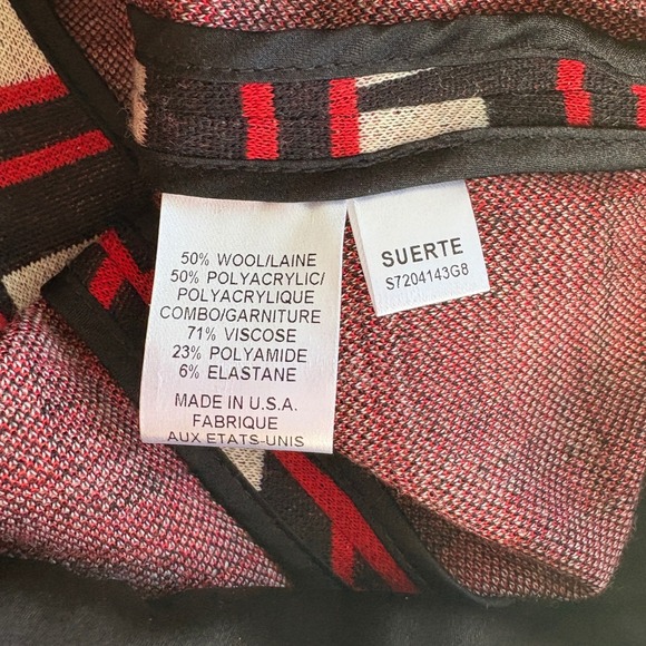Diane Von Furstenberg Red, Black & White Geo Print Wool Blend Jacket, Size 10 - Picture 6 of 7